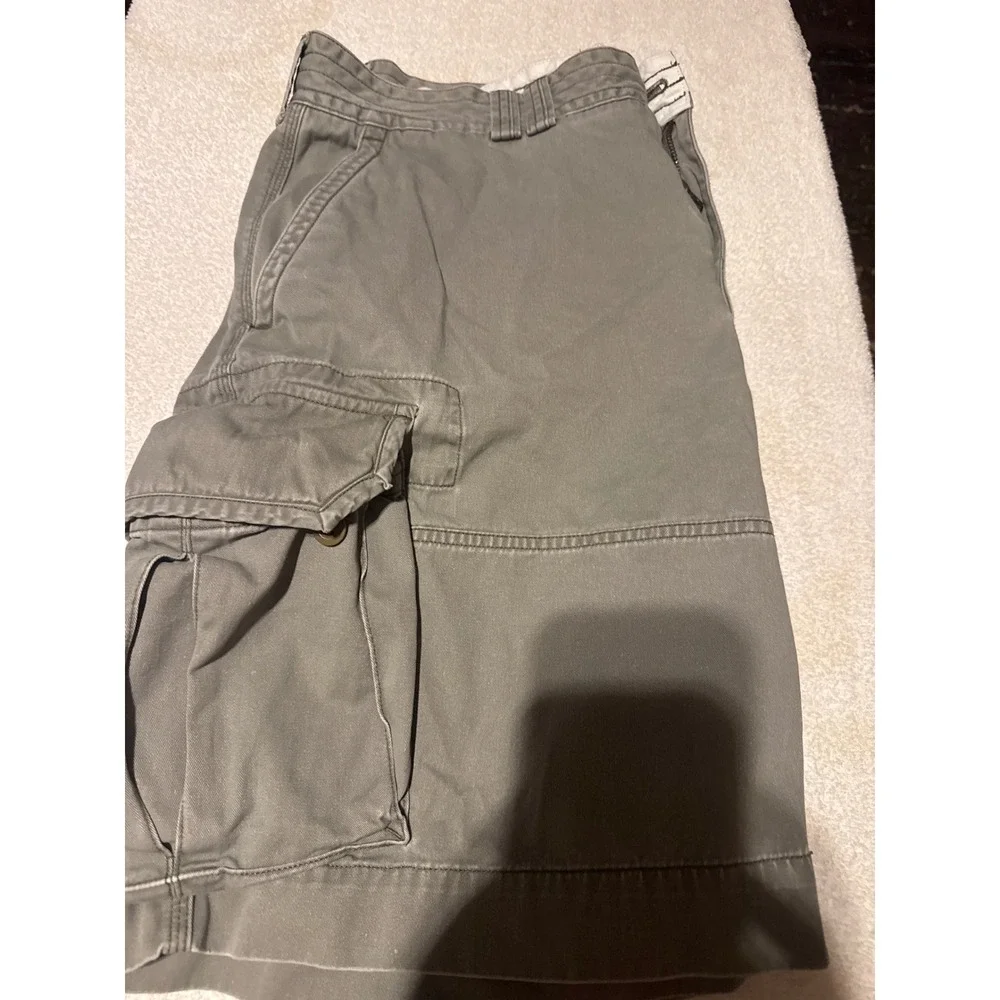 Polo Ralph Lauren Classic Chino Cargo Shorts Olive Grey Size 38 Mens Vintage